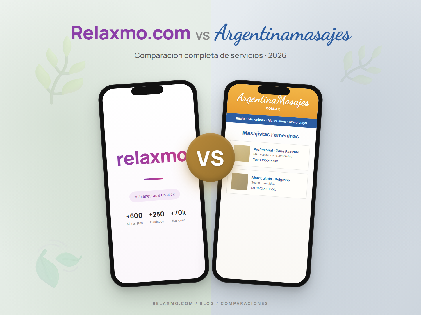 Relaxmo vs Argentinamasajes: comparación detallada de dos plataformas de masajes en Argentina
