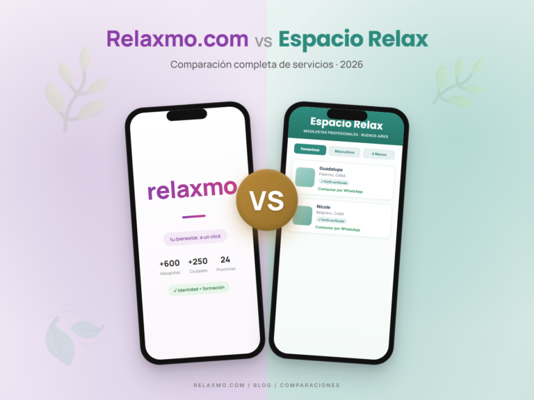 Relaxmo vs espaciorelax: marketplace y directorio de masajes comparados